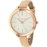 Michael Kors Runway Slim Quartz White Dial Beige Leather Strap Watch For Women - MK2284 Authentic Buy Shop Now