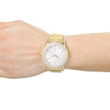 Guess Dazzler Diamonds Silver Dial Gold Steel Strap Watch for Women - W0335L2 Authentic Buy Shop Now