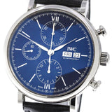 IWC Portofino Chronograph Blue Dial Black Leather Strap Watch for Men - IW391023 Authentic Buy Shop Now