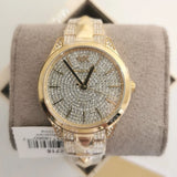 Michael Kors Runway Mercer Crystals Silver Dial Gold Steel Strap Watch For Women - MK6715 Authentic Buy Shop Now
