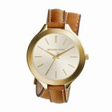 Michael Kors Runway Gold Dial Brown Leather Strap Watch For Women - MK2256 Authentic Buy Shop Now