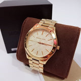 Michael Kors Slim Runway Gold Dial Gold Steel Strap Watch for Women - MK3335 Authentic Buy Shop Now