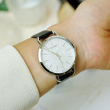 Calvin Klein Even Silver Black Leather Strap Watch for Women - K7B231C6 Authentic Buy Shop Now