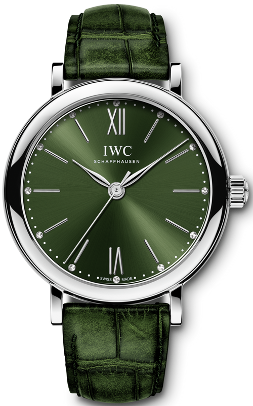 IWC Portofino Automatic Green Dial Green Leather Strap Watch for Women - IW357405 Authentic Buy Shop Now