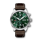 IWC Pilot's Watch Chronograph Edition Racing Green 43mm Green Dial Brown Leather Strap Watch for Men - IW377726 Authentic Buy Shop Now