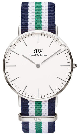 Daniel Wellington Classic Nottingham White Dial Two Tone NATO Strap Watch For Men - 0208DW Authentic Buy Shop Now