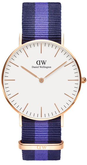 Daniel Wellington Classic Swansea White Dial Two Tone Nylon Strap Watch For Women - 0504DW Authentic Buy Shop Now