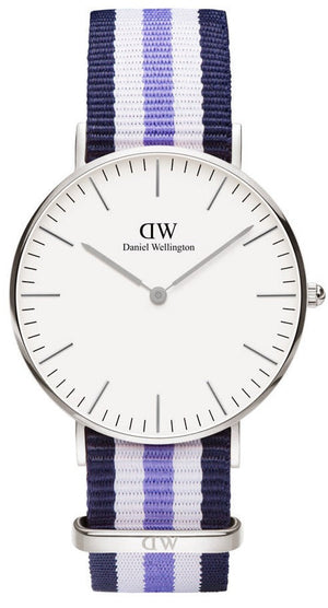Daniel Wellington Classic Trinity White Dial Three Tone Nylon Strap Watch For Women - 0609DW Authentic Buy Shop Now