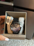 Guess Crush Crystals Silver Dial Black Rubber Strap Watch for Women - W1223L4 Authentic Buy Shop Now