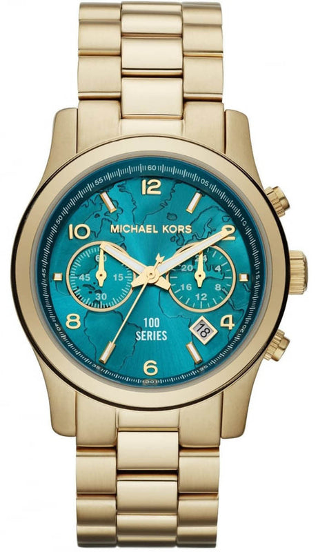 Michael Kors Runway Stop Hunger Blue Dial Gold Steel Strap Watch for Men - MK8315 Authentic Buy Shop Now