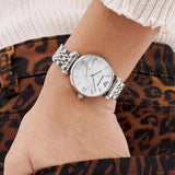 Emporio Armani Gianni T Bar White Marble Dial Silver Steel Strap Watch For Women - AR11170 Authentic Buy Shop Now