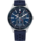 Tommy Hilfiger Austin Quartz Blue Dial Blue Rubber Strap Watch for Men - 1791635 Authentic Buy Shop Now