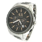 Armani Exchange Chronograph Black Dial Silver Steel Strap Watch For Men - AX1093 Authentic Buy Shop Now