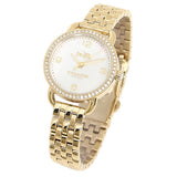 Coach Delancey Mother of Pearl Dial Gold Steel Strap Watch for Women - 14502478 Authentic Buy Shop Now