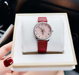 Gucci G Timeless Quartz Diamonds Pink Dial Red Leather Strap Watch For Women - YA1265017 Authentic Buy Shop Now