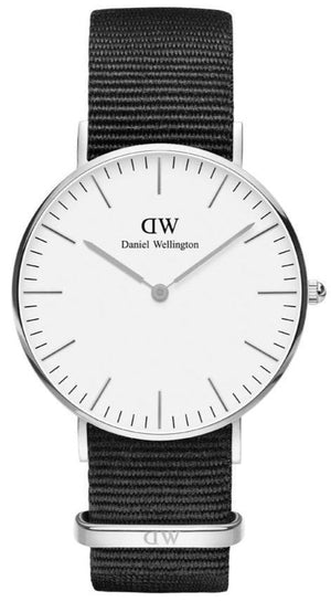Daniel Wellington Classic Cornwall White Dial Black Nylon Strap Watch For Men - DW00100260 Authentic Buy Shop Now