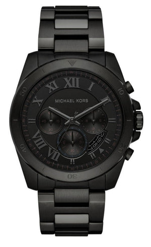 Michael Kors Brecken Chronograph Black Dial Black Steel Strap Watch For Men - MK8482 Authentic Buy Shop Now