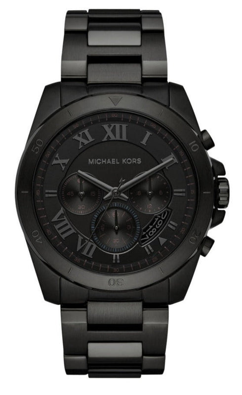 Michael Kors Brecken Chronograph Black Dial Black Steel Strap Watch For Men - MK8482 Authentic Buy Shop Now