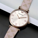Emporio Armani Analog Grey Dial Pink Leather Strap Watch For Women - AR11126 Authentic Buy Shop Now