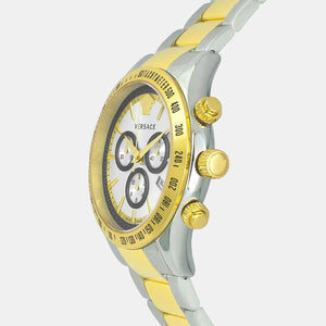 Versace Classic Chronograph Quartz Silver Dial Two Tone Steel Strap Watch For Men - VEV700519 Authentic Buy Shop Now