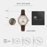 Emporio Armani Mia Moonphase Silver Dial Brown Leather Strap Watch For Women - AR11568 Authentic Buy Shop Now