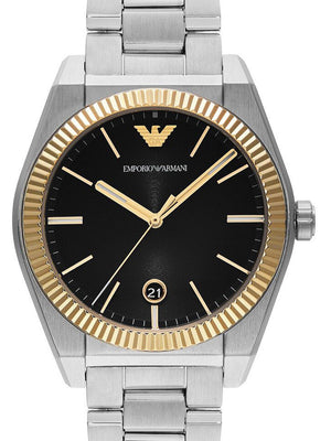 Emporio Armani Federico Black Dial Silver Steel Strap Watch for Men - AR80077 Authentic Buy Shop Now