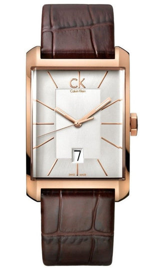 Calvin Klein Window Silver Dial Brown Leather Strap Watch for Men - K2M21620 Authentic Buy Shop Now