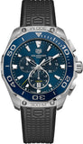 Tag Heuer Aquaracer Chronograph Blue Dial Black Rubber Strap Watch for Men - CAY111B.FT6041 Authentic Buy Shop Now
