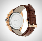 Hugo Boss Rafale Chronograph Brown Dial Brown Leather Strap Watch For Men - 1513392 Authentic Buy Shop Now
