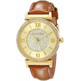 Michael Kors Catlin Champagne Dial Brown Leather Strap Watch for Women - MK2375 Authentic Buy Shop Now