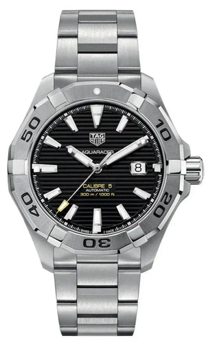 Tag Heuer Aquaracer Automatic Black Dial Silver Steel Strap Watch for Men - WAY2010.BA0927 Authentic Buy Shop Now