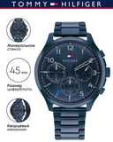 Tommy Hilfiger Asher Chronograph Blue Dial Blue Steel Strap Watch For Men - 1791853 Authentic Buy Shop Now