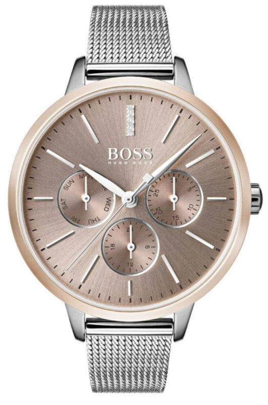 Hugo Boss Symphony Brown Dial Silver Mesh Bracelet Watch for Women - 1502423 Authentic Buy Shop Now
