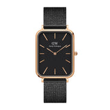 Daniel Wellington Quadro Pressed Ashfield Black Dial Black Mesh Strap Watch for Women - DW00100467 Authentic Buy Shop Now