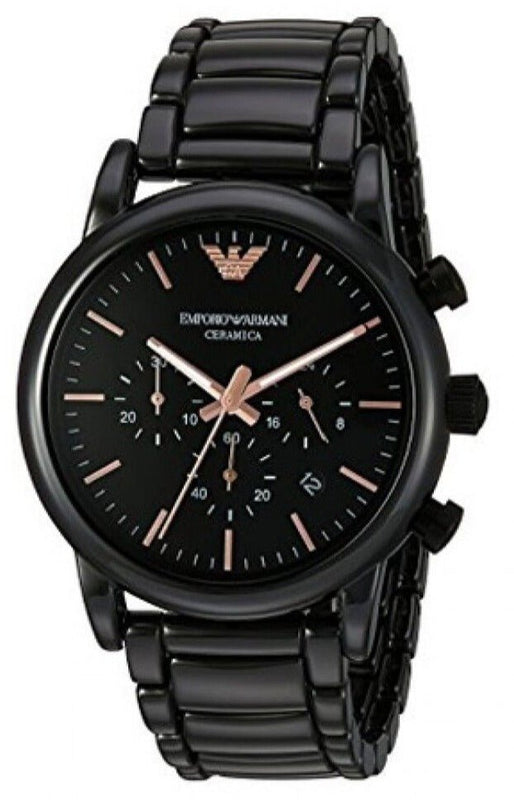 Emporio Armani Luigi Ceramic Chronograph Black Dial Black Strap Watch For Men - AR1509 Authentic Buy Shop Now