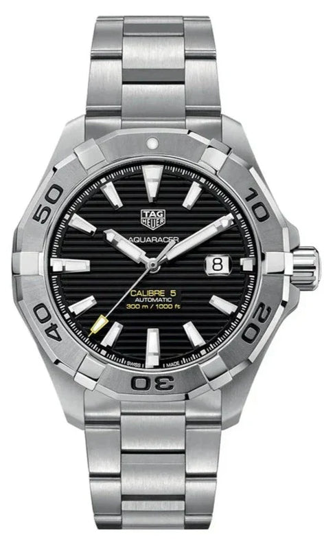 Tag Heuer Aquaracer Automatic Black Dial Silver Steel Strap Watch for Men - WAY2010.BA0927 Authentic Buy Shop Now