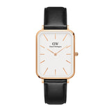 Daniel Wellington Quadro White Dial Black Leather Strap Watch For Women - DW00100450 Authentic Buy Shop Now