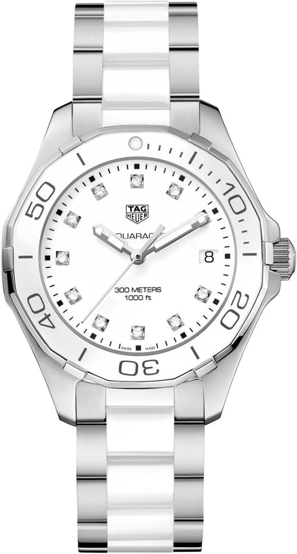 Tag Heuer Aquaracer Diamonds White Dial Two Tone Steel Strap Watch for Women - WAY131D.BA0914 Authentic Buy Shop Now