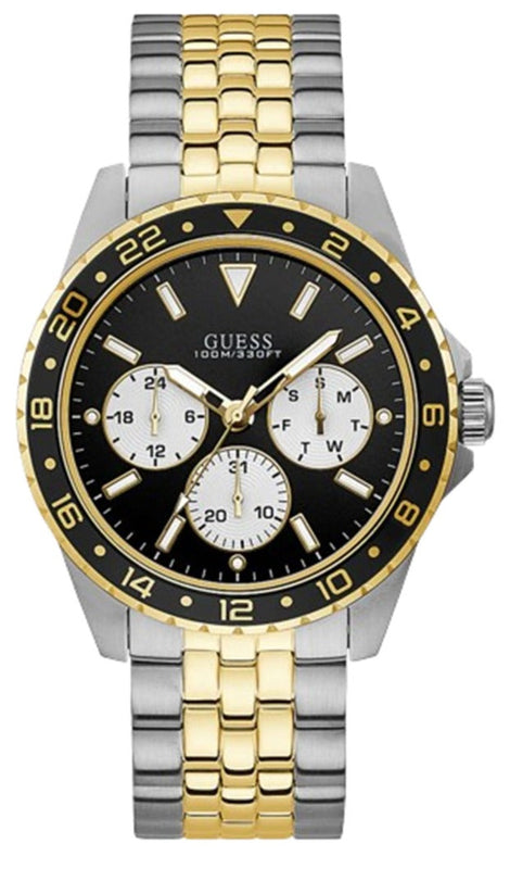 Guess Odyssey Black Dial Two Tone Steel Strap Watch For Men - W1107G6 Authentic Buy Shop Now