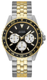 Guess Odyssey Black Dial Two Tone Steel Strap Watch For Men - W1107G6 Authentic Buy Shop Now