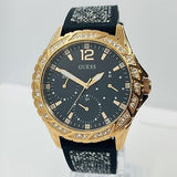 Guess Swirl Quartz Black Dial Black Silicone Strap Watch for Women - W1096L3 Authentic Buy Shop Now
