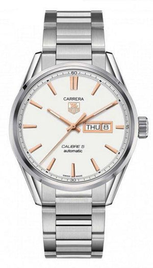 Tag Heuer Carrera Calibre 5 White Dial Silver Steel Strap Watch for Men - WAR201D.BA0723 Authentic Buy Shop Now