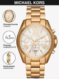 Michael Kors Bradshaw Chronograph White Dial Gold Steel Strap Watch For Women - MK6266 Authentic Buy Shop Now