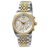 Emporio Armani Classic Chronograph White Dial Two Tone Steel Strap Watch For Men - AR0396 Authentic Buy Shop Now