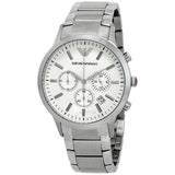 Emporio Armani Renato Chronograph Cream Dial Silver Steel Strap Watch For Men - AR2458 Authentic Buy Shop Now