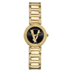 Versace V Virtus Quartz Black Dial Gold Steel Strap Watch For Women - VET300121 Authentic Buy Shop Now