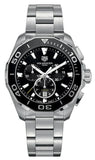 Tag Heuer Aquaracer Quartz Chronograph Black Dial Silver Steel Strap Watch for Men - CAY111A.BA0927 Authentic Buy Shop Now