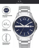 Armani Exchange Hampton Chronograph Blue Dial Silver Steel Strap Watch For Men - AX2132 Authentic Buy Shop Now