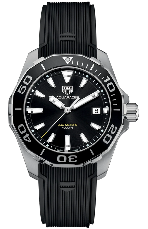 Tag Heuer Aquaracer Black Dial Black Rubber Strap Watch for Men - WAY111A.FT6151 Authentic Buy Shop Now