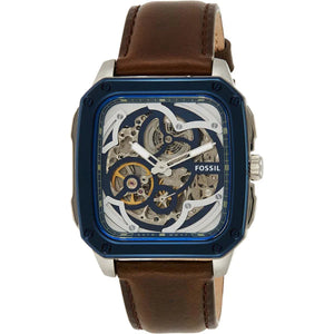 Fossil Inscription Automatic Skeleton Blue Dial Brown Leather Strap Watch for Men - BQ2571 Authentic Buy Shop Now